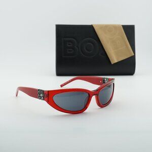 HUGO HG 1255/S 0C9A IR Oval Sunglasses - Red/Smoke